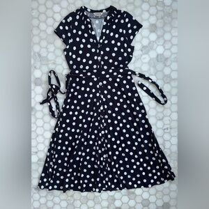 Boden Navy and White Polka Dot Maxi Dress